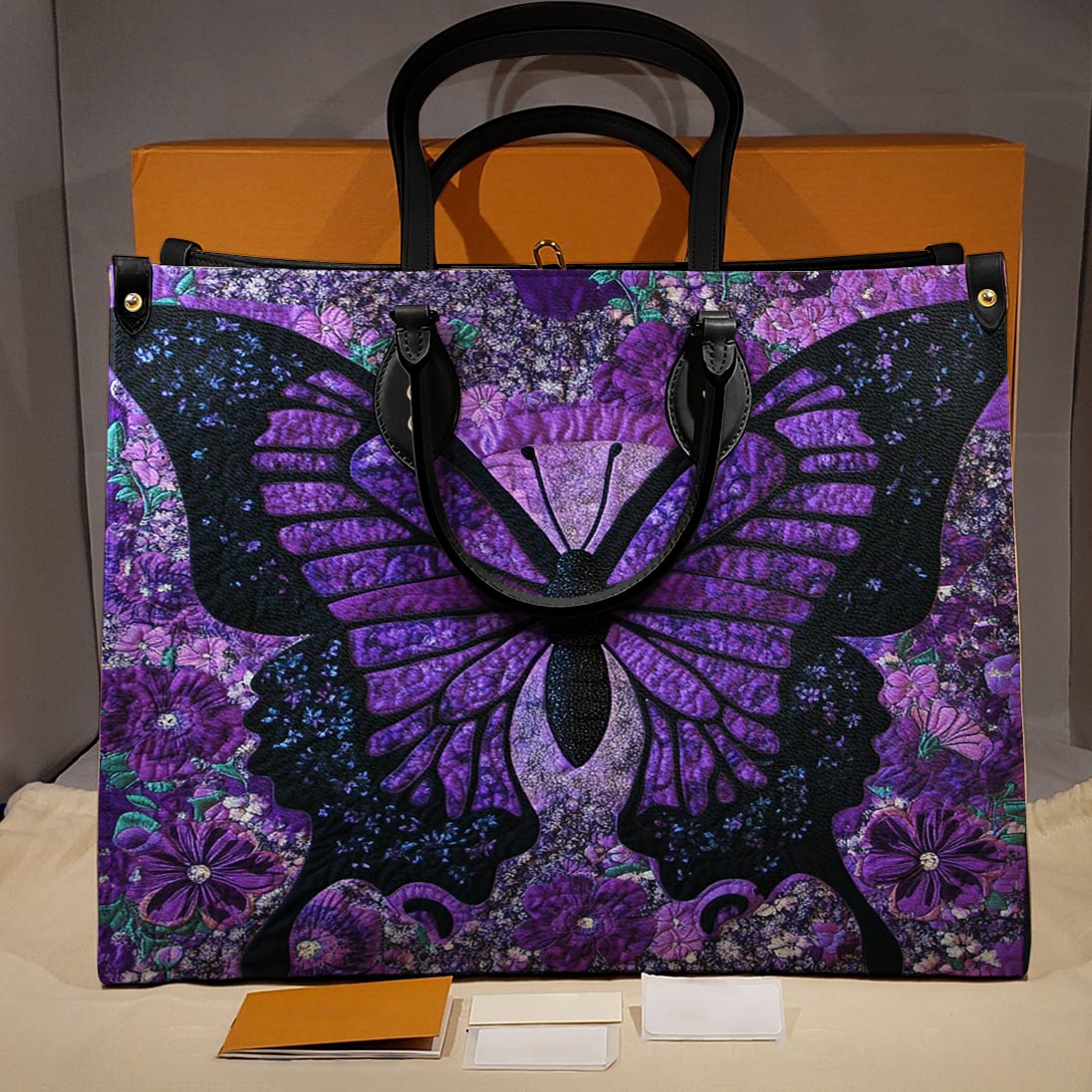 Leather Bag Midnight Bloom Butterfly