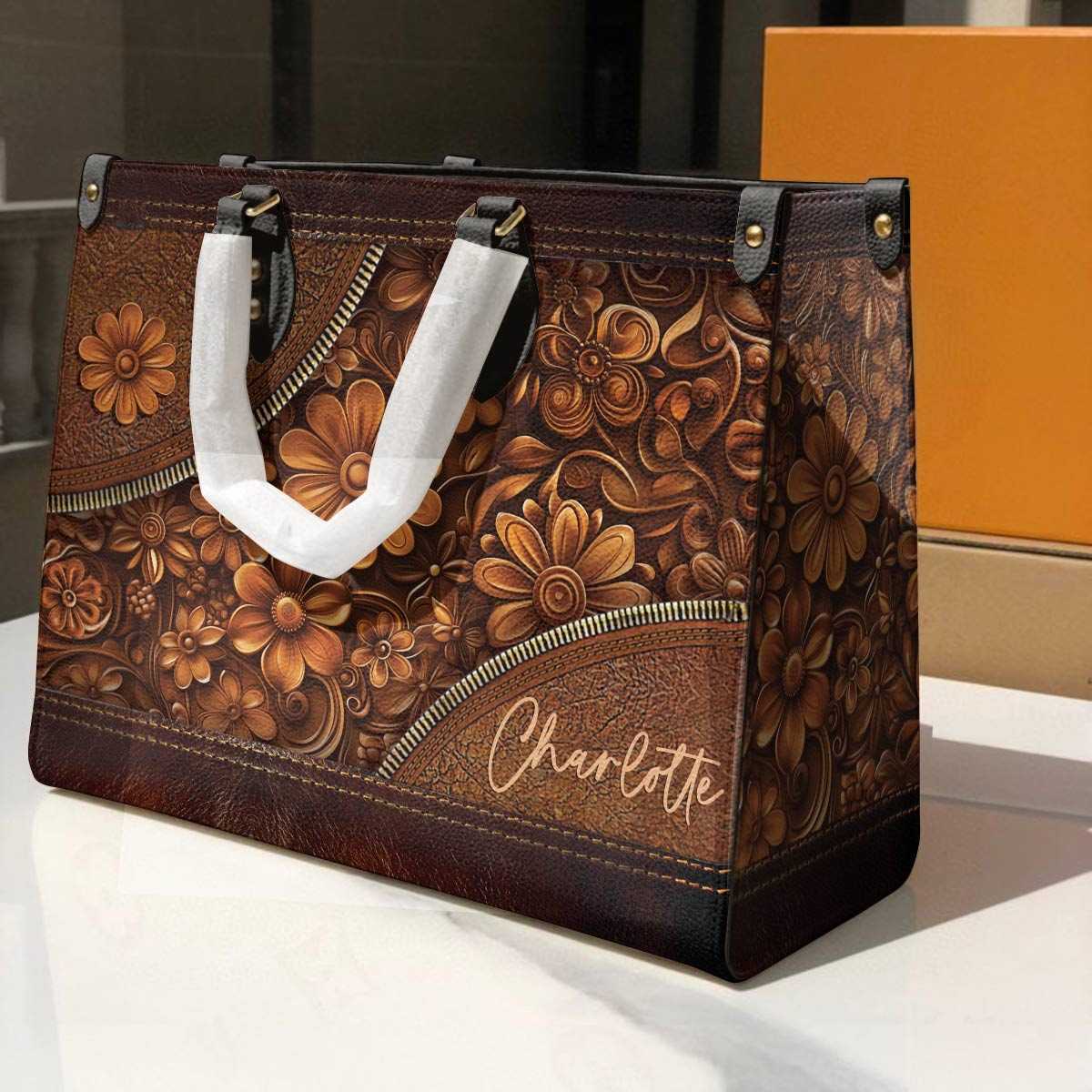 Lorva Personalized Hippie Leather Bag Flower Child