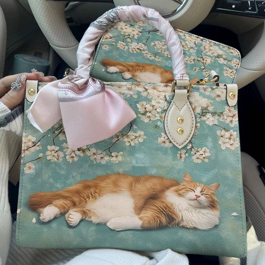 Cat Leather Bag Sleeping Blossom