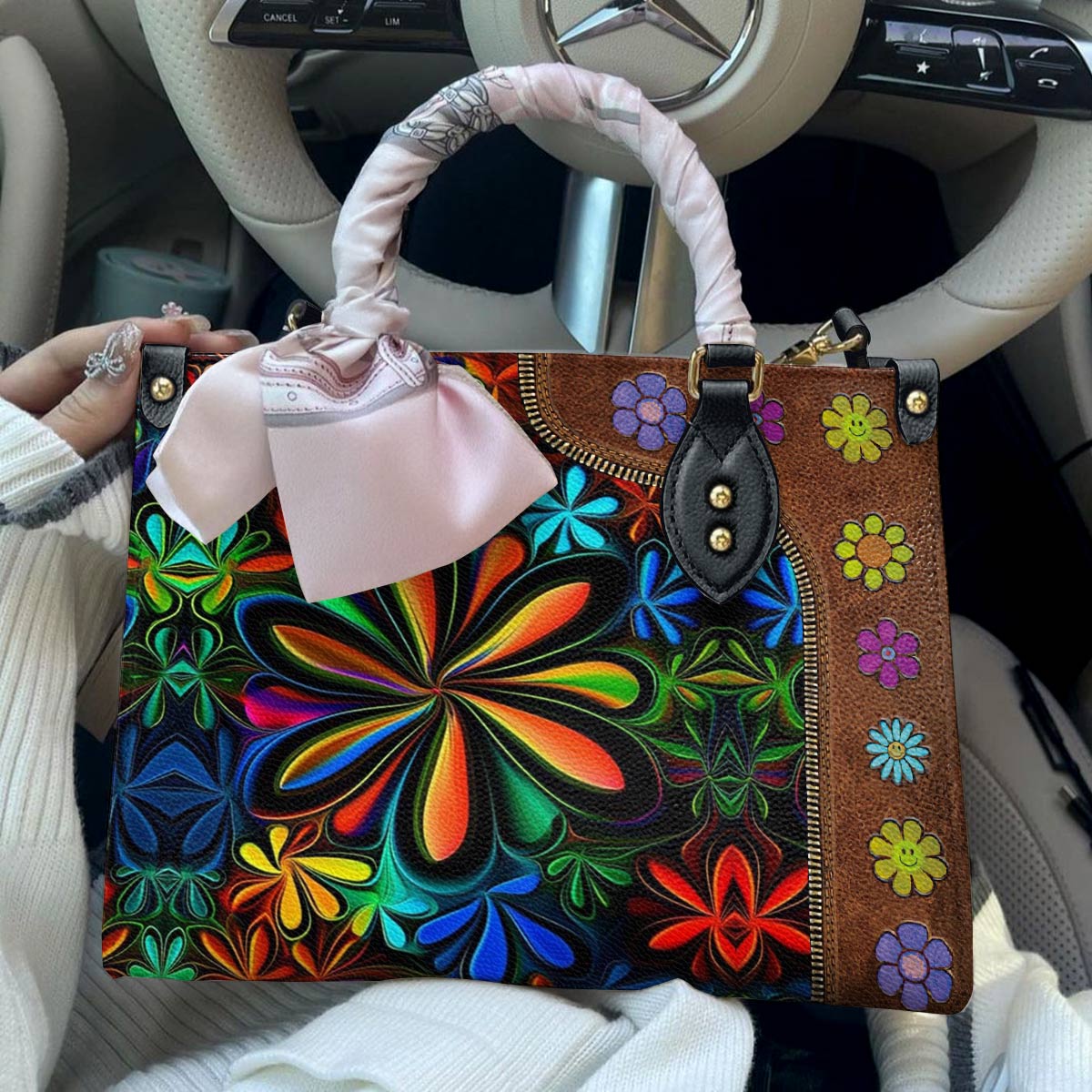 Hippie Leather Bag Flower Child
