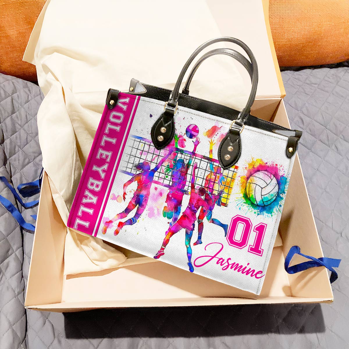 Lorva Personalized Leather Bag Just A Girl Who Loves Volleyball