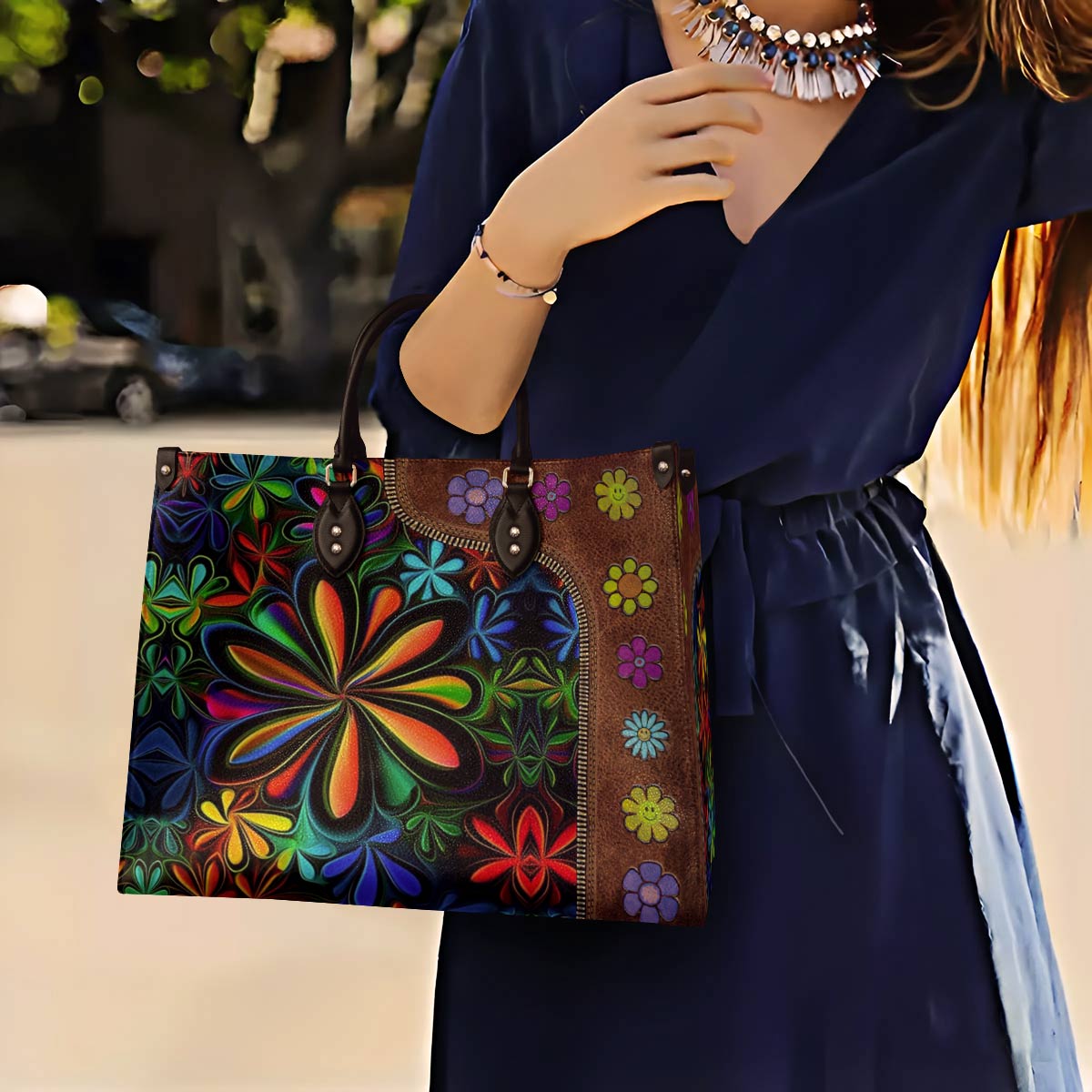 Hippie Leather Bag Flower Child