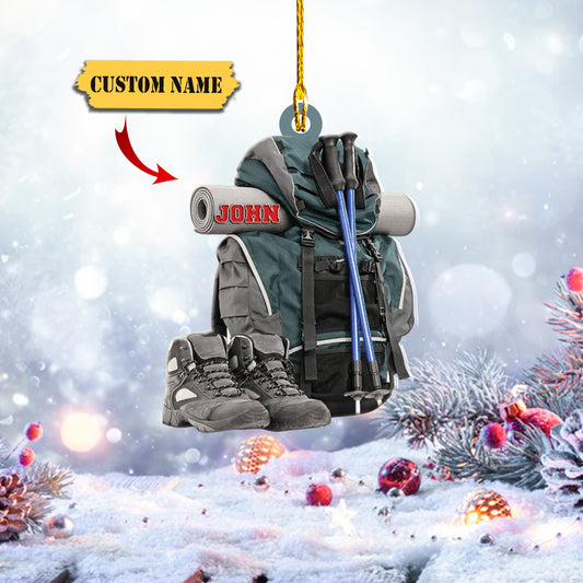 Hiking Bag Personalized Ornaments, Hiking Christmas Ornament, Camping Lover Gift, Ornament Decoration, Ornament For Gift, Ornament Christmas