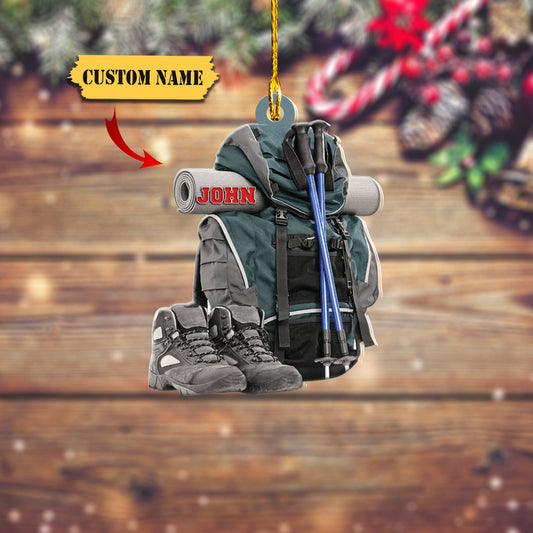 Hiking Bag Personalized Ornaments, Hiking Christmas Ornament, Camping Lover Gift, Ornament Decoration, Ornament For Gift, Ornament Christmas