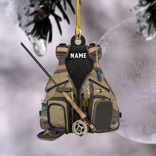 HomeDesign Personalized Fishing Ornament Custom Fishing Christmas Ornaments Fishing Vest Christmas Ornaments Gifts for Fishing Lovers Ornament 12, Ornament Decoration, Ornament For Gift, Ornament Christmas