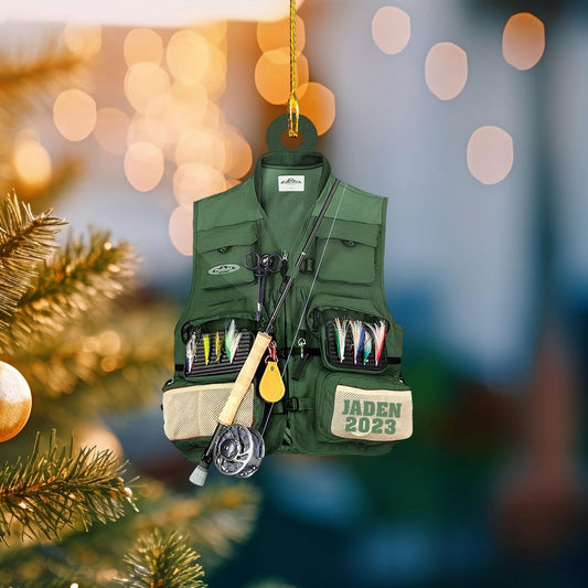 HomeDesign Personalized Fishing Ornament Custom Fishing Christmas Ornaments Fishing Vest Christmas Ornaments Gifts for Fishing Lovers Ornament 16, Ornament Decoration, Ornament For Gift, Ornament Christmas