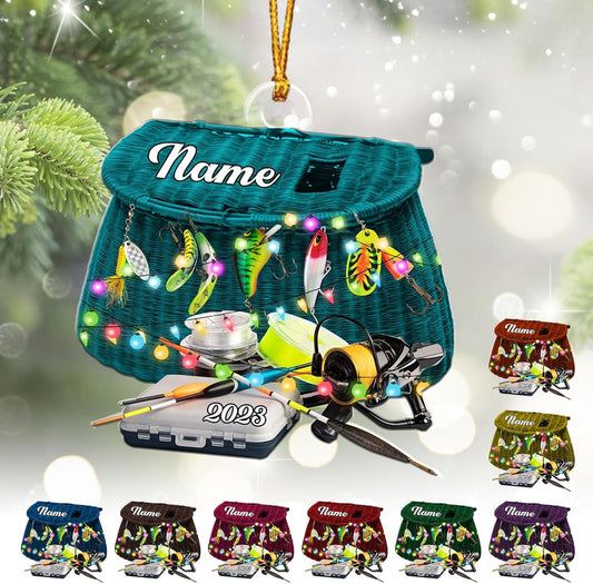 HomeDesign Personalized Fishing Ornament Custom Fishing Christmas Ornaments Fishing Vest Christmas Ornaments Gifts for Fishing Lovers Ornament 3, Ornament Decoration, Ornament For Gift, Ornament Christmas