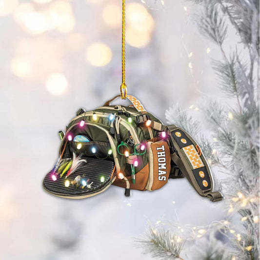HomeDesign Personalized Fishing Ornament Custom Fishing Christmas Ornaments Fishing Vest Christmas Ornaments Gifts for Fishing Lovers Ornament 6, Ornament Decoration, Ornament For Gift, Ornament Christmas