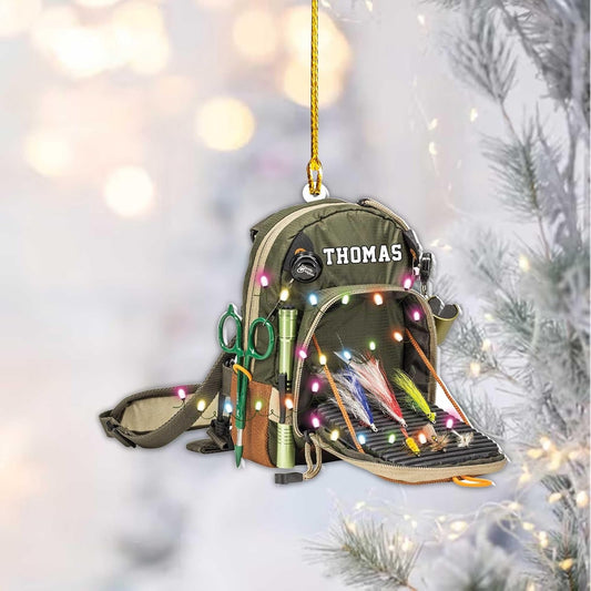 HomeDesign Personalized Fishing Ornament Custom Fishing Christmas Ornaments Fishing Vest Christmas Ornaments Gifts for Fishing Lovers Ornament 7, Ornament Decoration, Ornament For Gift, Ornament Christmas