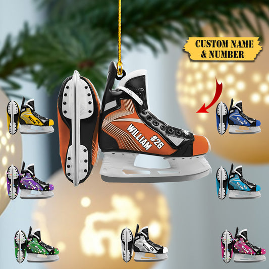HomeDesign Personalized Hockey Christmas Ornament, Hockey Skates Helmet and Stick, Hockey Player Ornament7645656, Ornament Decoration, Ornament For Gift, Ornament Christmas