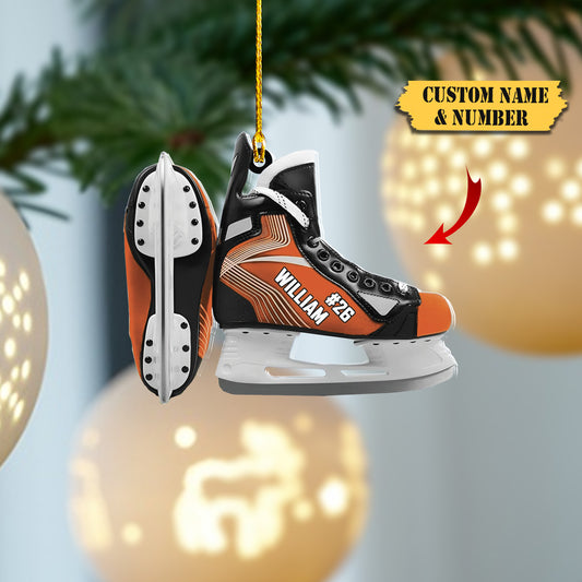 HomeDesign Personalized Hockey Christmas Ornament, Hockey Skates Helmet and Stick, Hockey Player Ornament7645656, Ornament Decoration, Ornament For Gift, Ornament Christmas