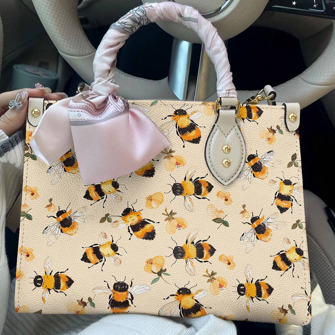 Leather Bag Charming Floral Bee