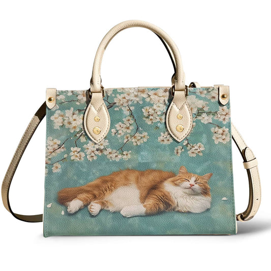 Cat Leather Bag Sleeping Blossom