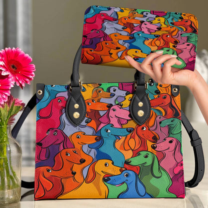 Dachshund Leather Bag Rainbow Sausage Squad