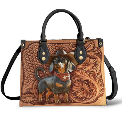 Dachshund Leather Bag Cowboy Doxie
