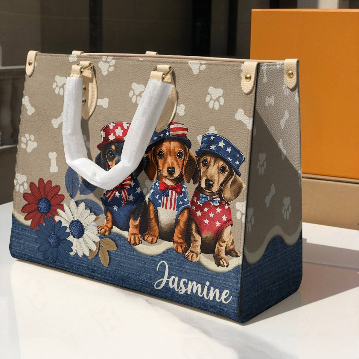 Lorva Leather Bag Personalized Happy Independence Day