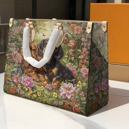 Leather Bag Dachshund Love In Bloom