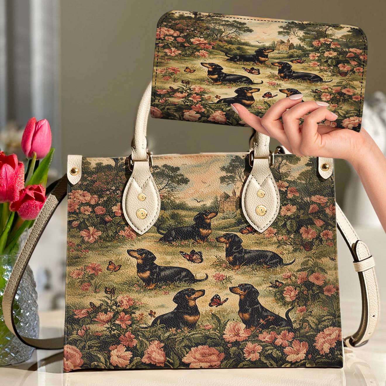 Leather Bag Dachshund Garden Manor