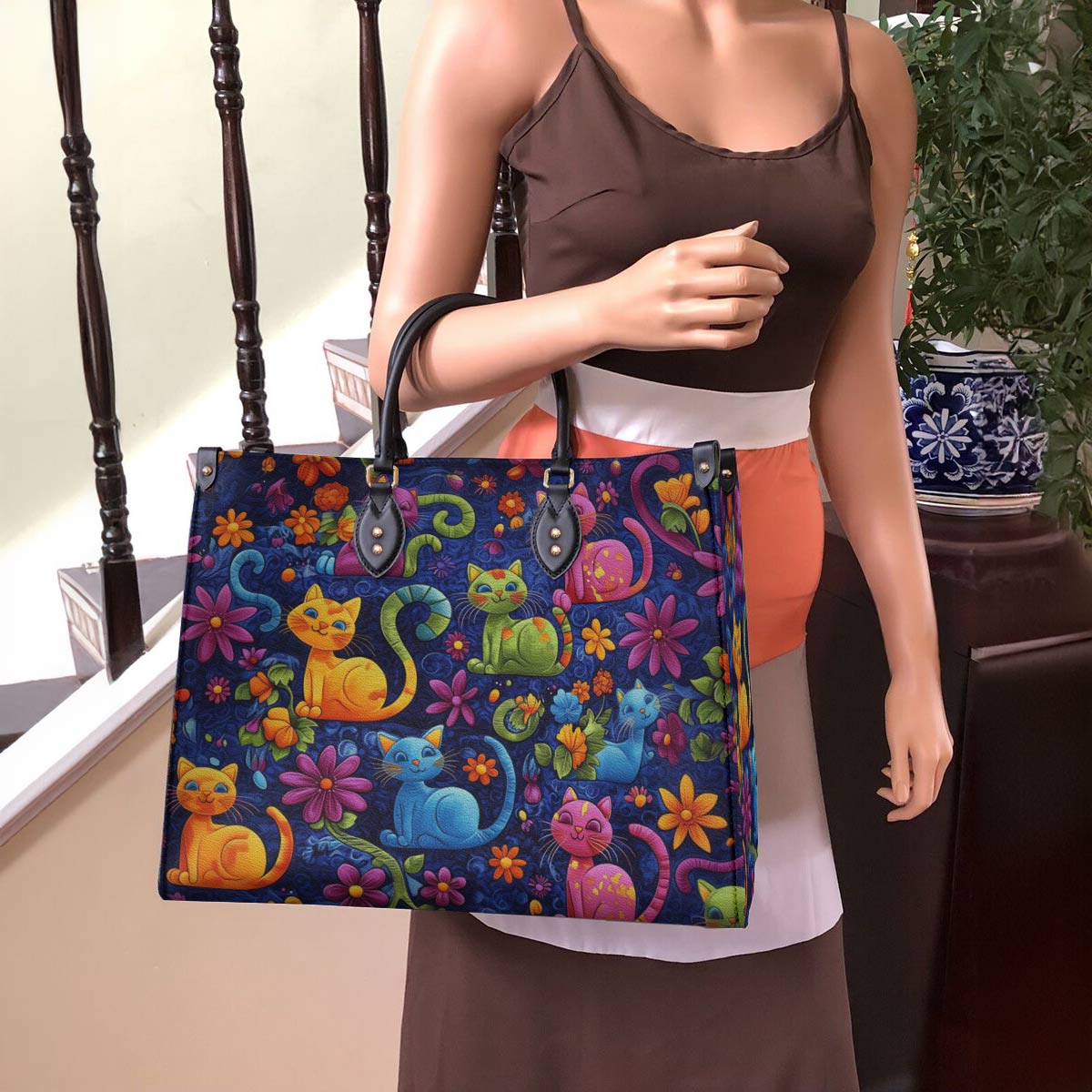 Cat Leather Bag Cute Cats Blossom