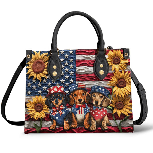 Dachshund Leather Bag Doxies for America