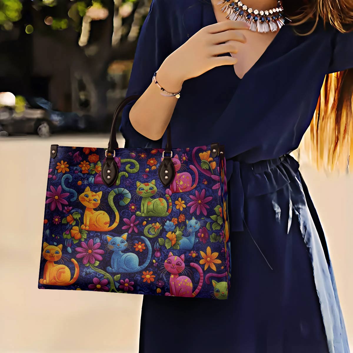 Cat Leather Bag Cute Cats Blossom