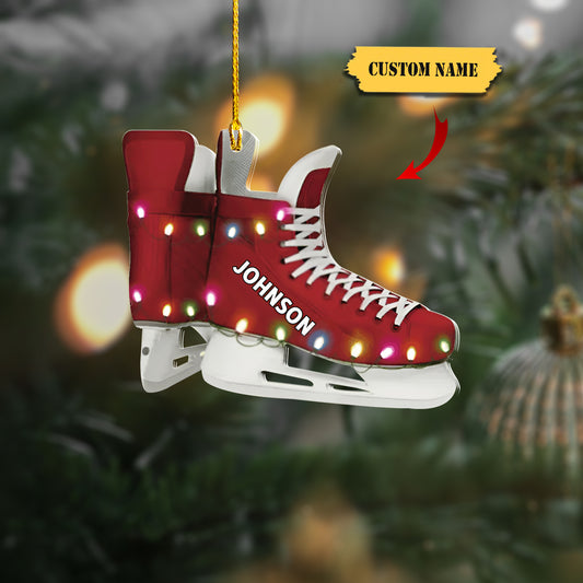 Ice Hockey Skates - Personalized Hockey Acrylic Christmas Ornament - Gift For Hockey Players, Ornament Decoration, Ornament For Gift, Ornament Christmas