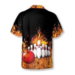 Bowling Flame Hawaiian Shirt, Bowling In Fire Hawaii Shirt, Bowling Shirt With Bowling Ball Pattern, Bowling Team Matching, bowling t shirt