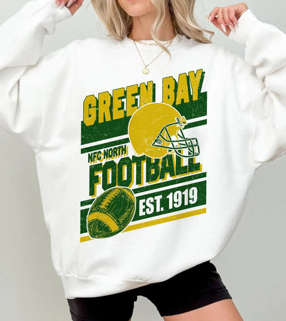 Vintage Style Green Bay Football Sweatshirt, Game Day Shirt, Green Bay Team Football Shirt, Sunday Green Bay, Green Bay Football