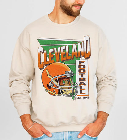Cleveland Retro 90s Style Football Sweatshirt, Game Day Shirt, Cleveland Football Shirt, Sunday Football Shirt, Cleveland Crewneck Tee