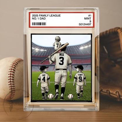Baseball No. 1 Dad Grandpa Man & Kids Trading Card Style Personalized Acrylic Block Plaque, Father's Day Gift for Baseball Dad, Husband