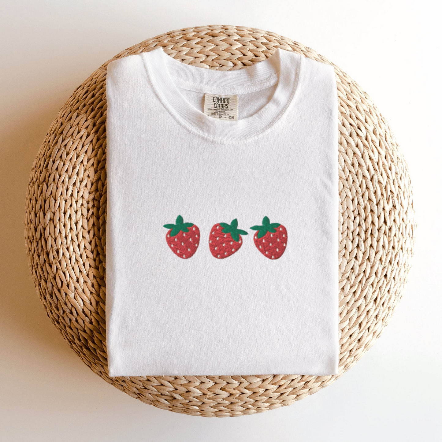 Strawberry T-Shirt, Embroidered Strawberries Shirt, Silly Embroidered Shirt, Cute Fruit T-Shirt, Custom Embroidered Shirt
