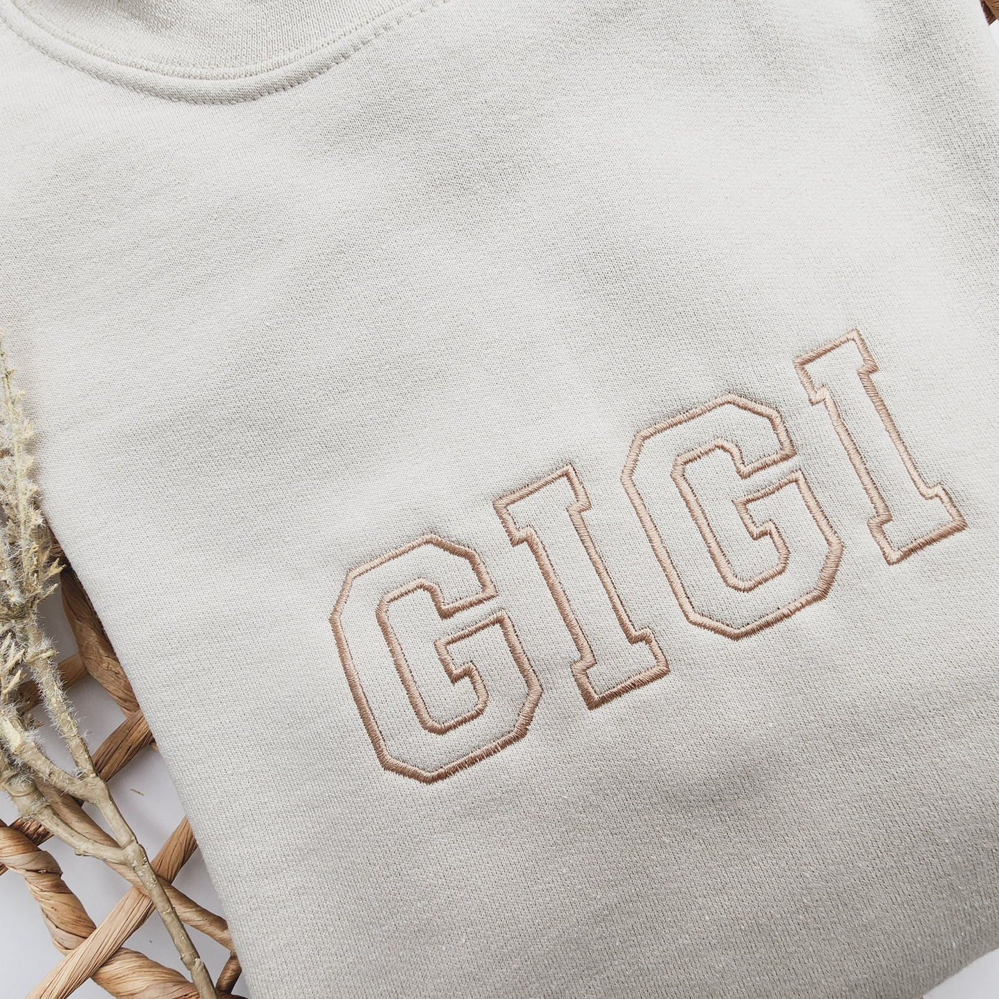 Embroidered Gigi Sweatshirt, Grandma Sweatshirt Embroidered, Custom Grandma Crewneck, Mother's Day Gift, Christmas Gift for Grandma