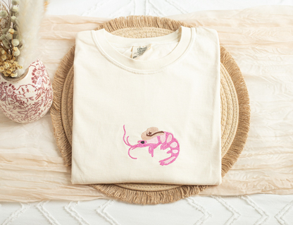 Embroidered Shrimp Sheriff Tshirt, Embroidered Shrimp Tshirt for Women, Embroidered, Funny Tshirt