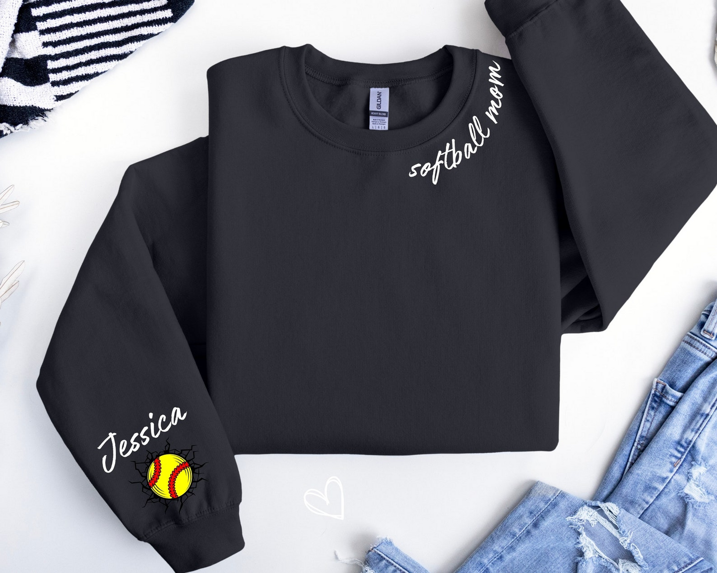 Custom Embroidered  Softball Mom Sweatshirt, Personalized Softball Gift for Mom, Softball Mom Hoodie, Softball Gifts,Game Day Hoodie, Custom Mama Sweatshirt