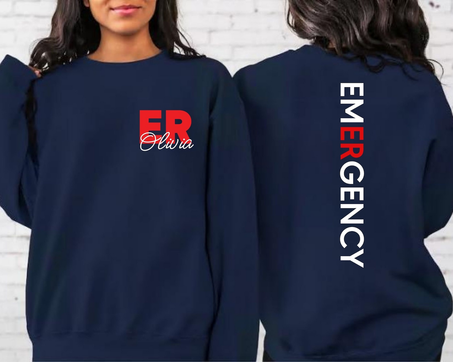 Custom Emergency Department Sweatshirt, Personalized ER Nurse Sweatshirt, Emergency Room Tech Gift