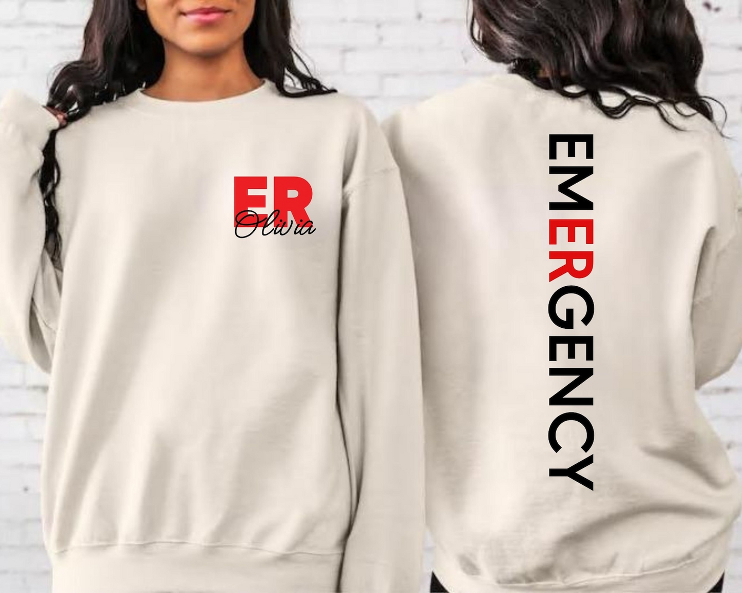 Custom Emergency Department Sweatshirt, Personalized ER Nurse Sweatshirt, Emergency Room Tech Gift