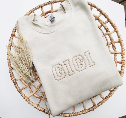Embroidered Gigi Sweatshirt, Grandma Sweatshirt Embroidered, Custom Grandma Crewneck, Mother's Day Gift, Christmas Gift for Grandma