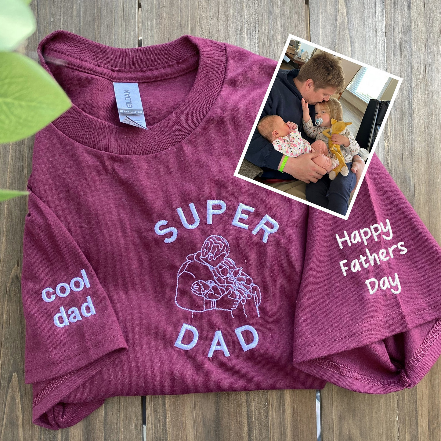 Personalized Dad Sweatshirt With Picture, Custom Embroidered Portrait from Photo Hoodie, Dad Portrait, Dad Sweatshirt
