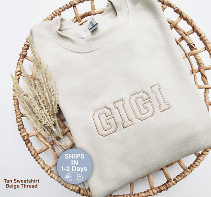 Embroidered Gigi Sweatshirt, Grandma Sweatshirt Embroidered, Custom Grandma Crewneck, Mother's Day Gift, Christmas Gift for Grandma