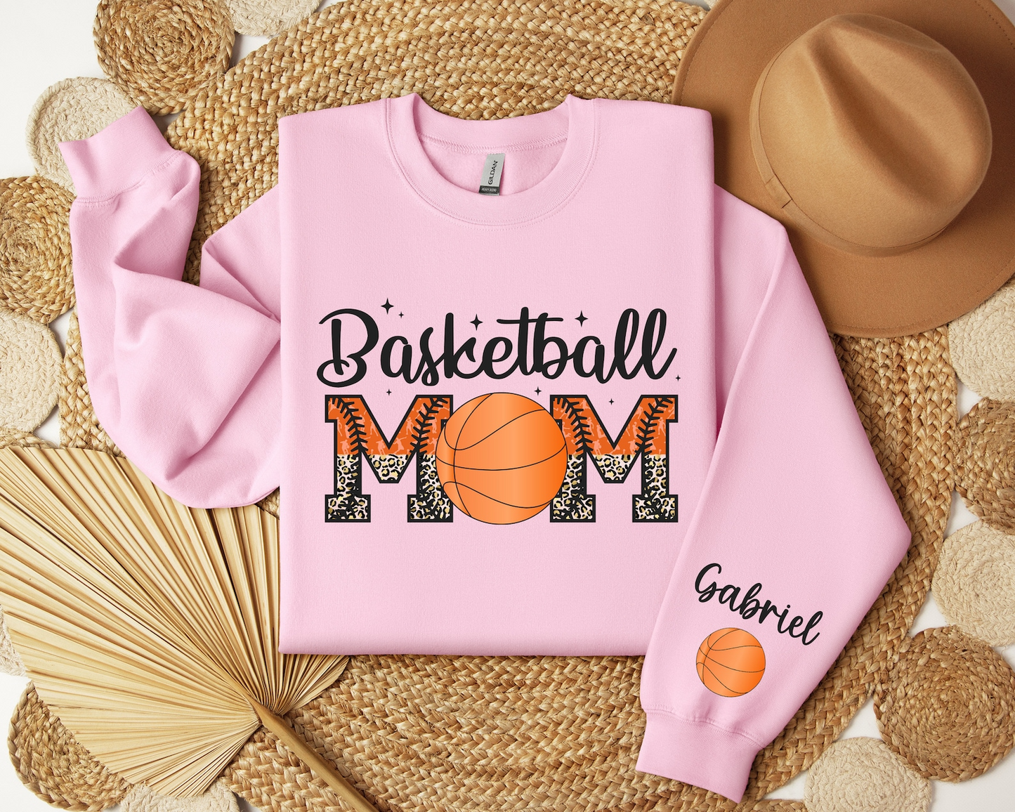 Custom Basketball Mom Sweatshirt, Game Day Sweatshirt, Mom Name on Sleeve Sweater, Sports Mom Gift, Personalized Basketball Hoodie, Mom Gift