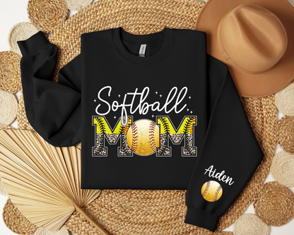 Custom Softball Mom Sweater, Game Day Sweatshirt, Softball Gift for Mom, Sports Mom Hoodie, Softball Season Hoodie