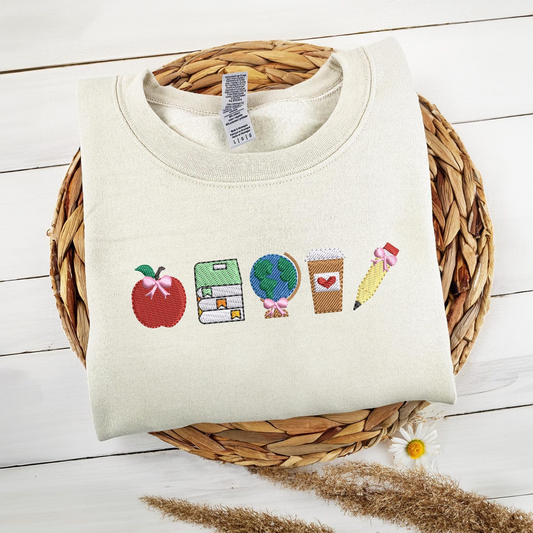 Custom Teacher Sweatshirt, Personalized Embroidered Teacher Crewneck, School Icons Teacher Life, Teachers Day Gift Ideas, Cool Teacher Gift