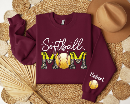 Custom Softball Mom Sweater, Game Day Sweatshirt, Softball Gift for Mom, Sports Mom Hoodie, Softball Season Hoodie