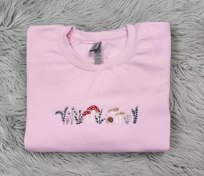 Enchanted Mushroom Forest Embroidered Crewneck - Magic Mushroom Forest - Wild Mushrooms Crewneck - T-Shirt - Sweatshirt - Hoodie