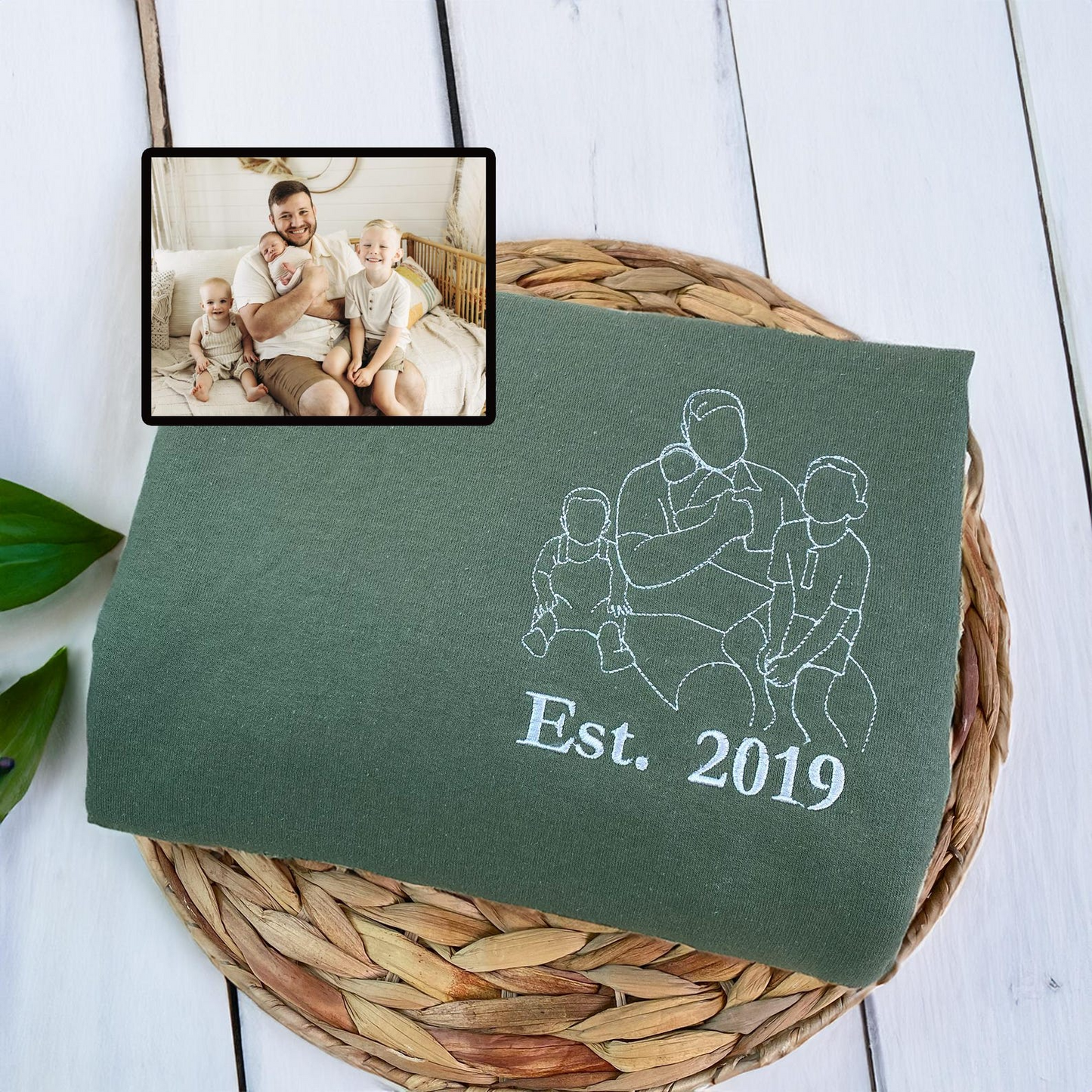 Personalized Dad Sweatshirt With Picture, Custom Embroidered Portrait from Photo Hoodie, Dad Portrait, Dad Sweatshirt