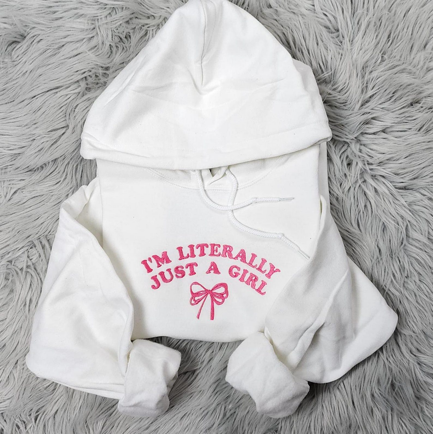 I'm Just a Girl Embroidered Crewneck - I'm Literally Just a Girl - Bow Crewneck - Dainty Bow Shirt -T-Shirt - Sweatshirt - Hoodie