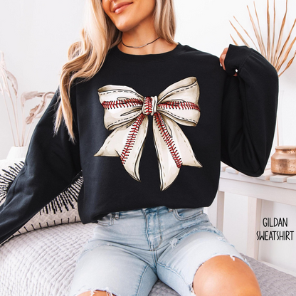 Coquette Baseball Sweatshirt, Baseball Mom Shirt, Game Day Shirt, Fall Baseball Season Tee, Baseball Bow Shirt