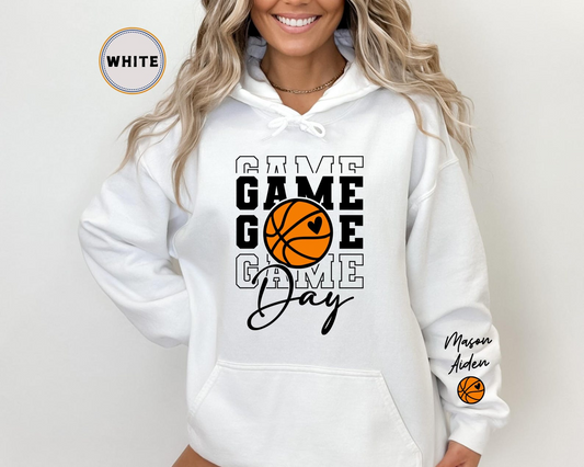 Game Day Basketball Sweatshirt, Custom Basketball Sweatshirt, Name on Sleeve Basketball, Game Day Sweatshirt, Basketball Sweatshirt