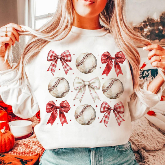 Vintage Baseball Bow Sweatshirt, Bow Baseball Shirt, Game Day Baseball Shirt