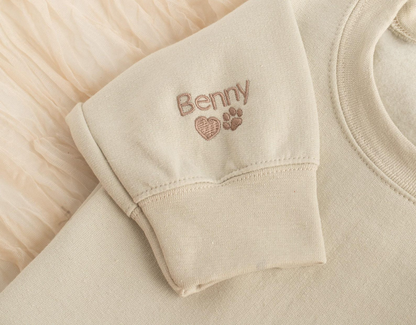 Custom Embroidered Dog Mom Sweatshirt, Dog Name Sweatshirt with Sleeve Names Paw Heart, Dog Mom Gifts, Pet Gifts, Gifts for Dog